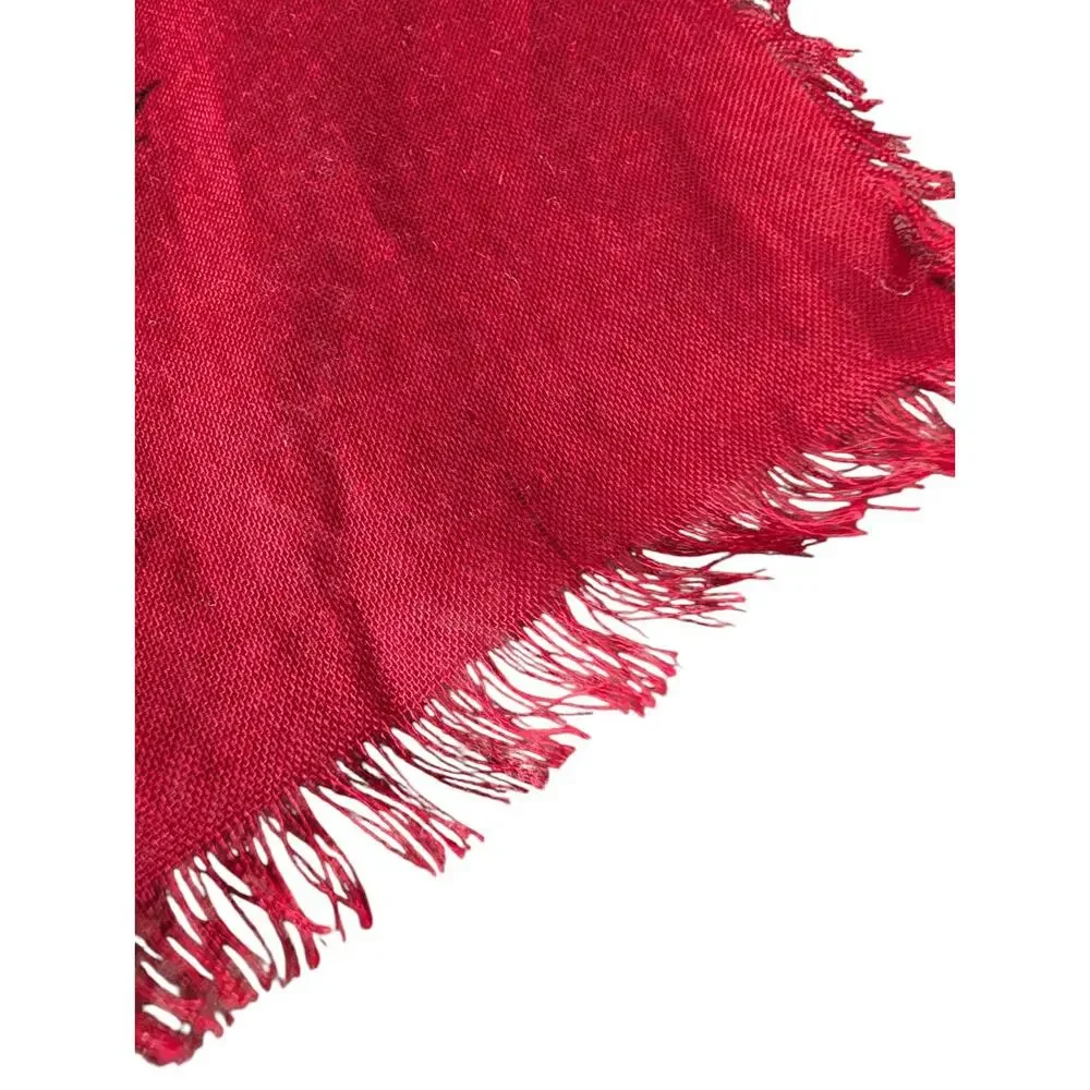 Burberry Leopard Cheetah Animal Print Red Silk Blend Scarf Italy Fringe Large